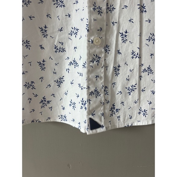 UNTUCKit Ward Stretch Cotton White Blue Floral Relax Fit Short Sleeve Shirt XL - Picture 7 of 11